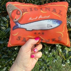 Orange Sardine Print Makeup and Travel Pouch